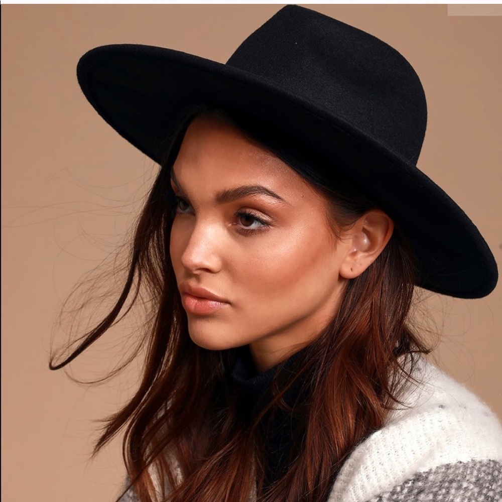 Women’s Black Wool Panama Hat